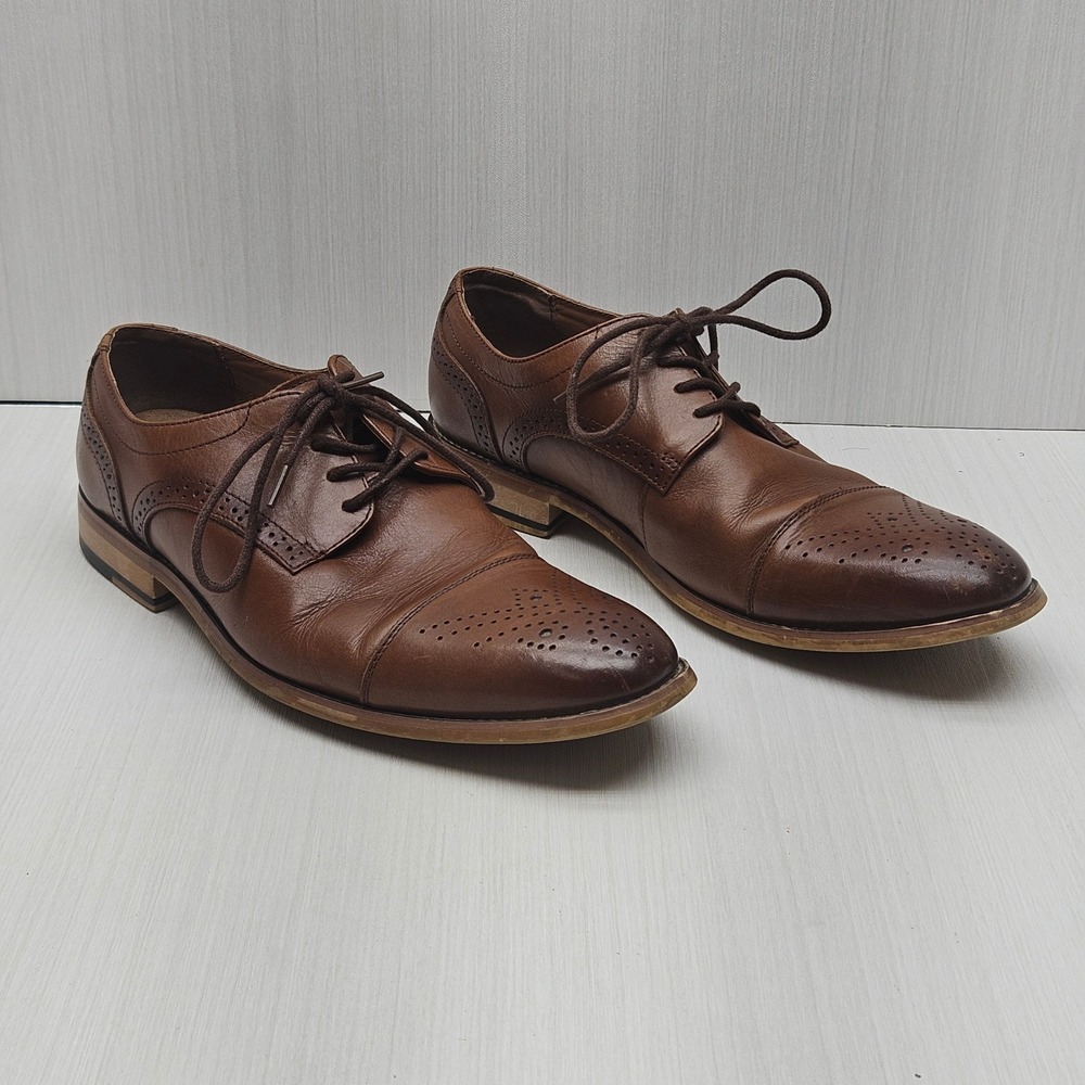 Stacy Adams Mens Brown Leather Cap Toe Brogue Oxford Shoes 20184-221 8.5M